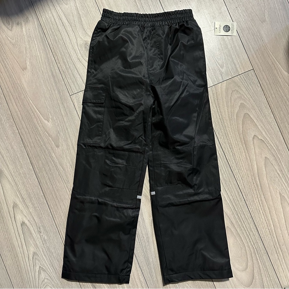 George Kids Black Cargo Snow Pants Fleece Lined M 7/8